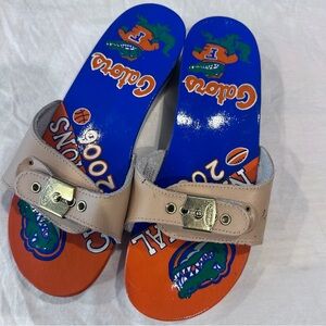 Vtg Florida Gators 2006 National Champ Dr. Scholl's Wooden Sandals Hand Painted